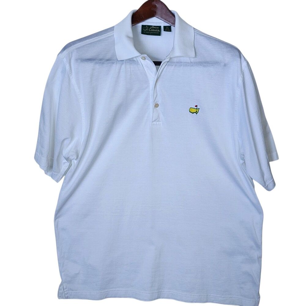 Amen Corner Masters Golf Tournament Polo Shirt Mens Large White Pima Cotton
